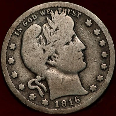 1916-D Denver Mint Silver Barber Quarter - Image 1 of 2