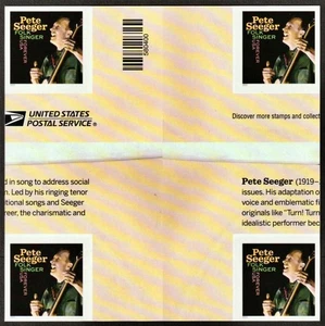 USA Sc. 5708a (F) Pete Seeger 2022 MNH CG block ***NO DIE CUTS*** - Picture 1 of 1