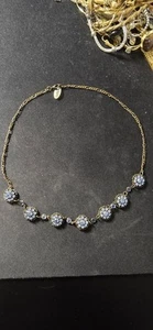 KENNY MA SAN FRANCISCO 16" Blue Faux mini Rhinestone Floral Design Necklace - Picture 1 of 6