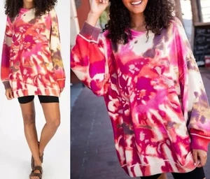 Natural Life Taylor Oversize Pullover Large - XL Boho Magenta Batik Festival - Bild 1 von 13