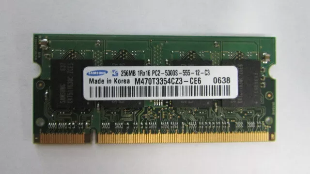 M470T3354CZ3-CE6 SAMSUNG LAPTOP MEMORY 256MB 1Rx16 PC2-5300S-555-12-C3 DDR2 - Image 1 of 4