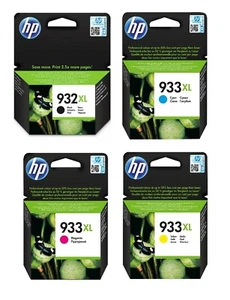 Genuine HP 932XL Black / 933XL Colour Cyan / Magenta / Yellow Ink Cartridges - Picture 1 of 7