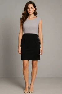Maurices Dress Womens XL Gray Black Mesh Floral Upper Lined Sheath Preppy Mini - Picture 1 of 16