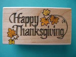 Happy Thanksgiving Greeting HERO ARTS Rubber Stamp - Picture 1 of 2
