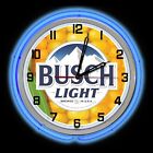 BUSCH Light Beer Sign Corn 19&quot; Blue Double Neon Clock Garage Man Cave for sale