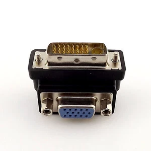 1x Right Angle 90 Degree VGA Female To DVI 24+5 Pin Male Video Convertor Adapter - Picture 1 of 5