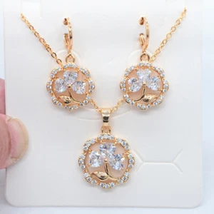 Fashion Women Red Mystic Topaz Flower Earrings & Pendant Anniversary Jewelry Set - Picture 1 of 6