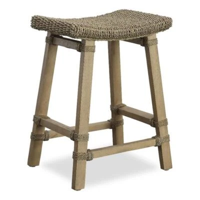 Uttermost Everglade 26.5" Transitional Sea Grass & Wood Counter Stool in Natural - Image 1 of 4