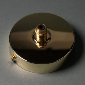 Polished Brass 100mm Lighting Fixture Ceiling Cover Plate with Cord Grip - Picture 1 of 2