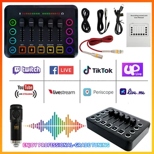 Live Sound Card w/ XLR Microphone Interface Studio Recording Music Mixer RGB F9 - Picture 1 of 13