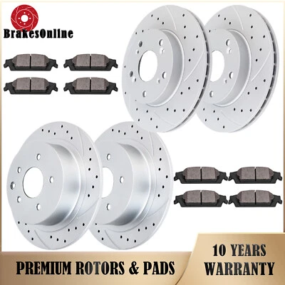 Ajuste para 1.8L Honda Civic 2006-2011 freio dianteiro traseiro rotores pastilhas freios perfurados - Imagem 1 de 4