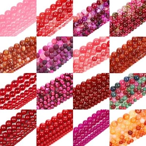 Natural Stone Beads Red Agates Tiger Eye Jades Beads for Jewelry Making Bracelet - Picture 1 of 22