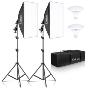 2 x Profi Fotostudio Softbox Set 50 x 70cm Dauerlicht Studioleuchte Tragetasche - Bild 1 von 10