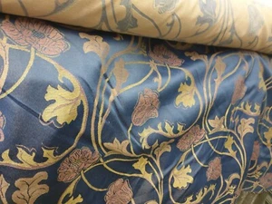 jacquard fabric colours dark navy blue gold light plum mix shad mix patterns in - Picture 1 of 12