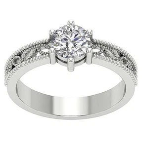 Designer Solitaire Ring Natural Round Diamond I1 H 1.00 Ct 14K Rose Gold 8.15 mm - Picture 1 of 10