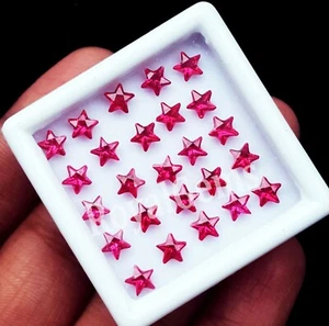 Natürlicher roter Rubin 25 Stück 5 mm Lot Sternform lose Edelstein mit Zertifikat - Bild 1 von 9