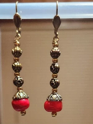 Pendientes colgantes de moda para mujer Joyería para mujer - Rojo, bronce y oro Foto 1 de 4