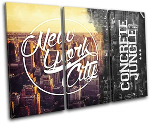 New York Typography City TREBLE TELA parete arte foto stampa - Foto 1 di 1