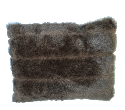 Faux Fur Pillow 15 x 12 Home Decor Custom Made Brown Rustic Cabin Den Man Cave - Image 1 of 4