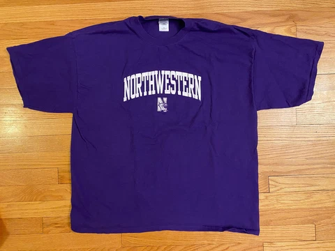 Vintage 00s Gildan Northwestern University Wildcats Embroidered T shirt Mens XXL Cover