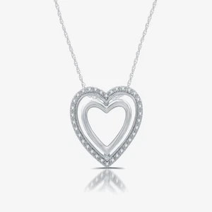 1/10 CT. T.W. Genuine White Diamond Sterling Silver Heart Pendant Necklace - Picture 1 of 3
