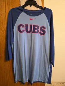 CHICAGO CUBS NIKE TWO TONE BLUE 3/4 SLEEVE SHIRT - MEN'S XL - Picture 1 of 3