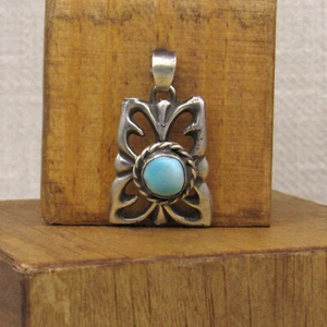 Sterling Silver and Turquoise Sand Cast Pendant - Picture 1 of 4