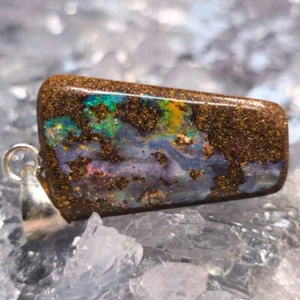 "Orenumbra" Queensland Boulder Opal 25.00 ct 925 Silver Bale Pendant - Picture 1 of 6