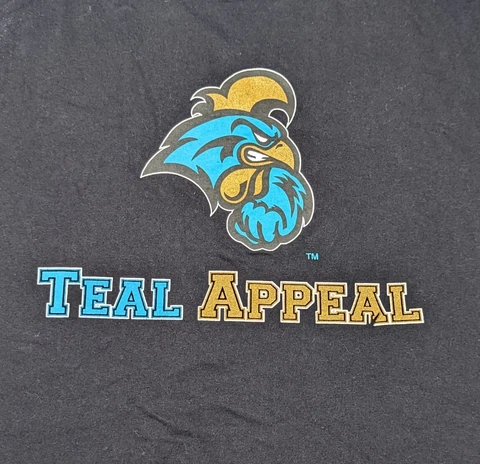 NCAA Coastal Carolina Chanticleers T-Shirt Men's Medium Black Teal Appeal Tee Cover