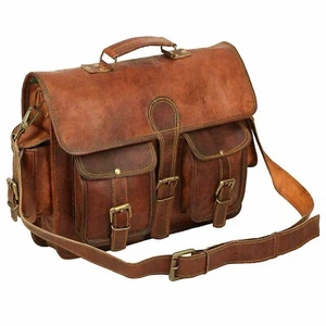Tasche Leder Kuriertasche Laptop Aktentasche 15" echt Herren handgefertigt Schulter neu - Bild 1 von 7
