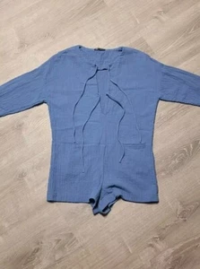 Mameluco para mujer Zara azul texturizado crepé manga larga talla pequeña - Imagen 1 de 11