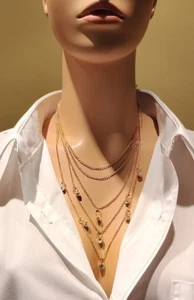 Neu mit Etikett silberfarbene geschichtete Strass Perlen Halskette Länge 17,5 Zoll - Bild 1 von 1