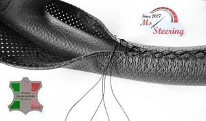 PASST ZU DAEWOO Lanos Sport 04- SCHWARZ PERF LEDERLENKRADBEZUG SCHWARZ STITC - Bild 1 von 5