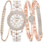 Anne Klein Swarovski Crystal Gold-Tone Light Pink Ceramic Watch & Bracelet, NEW