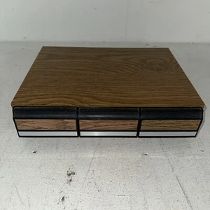 Vintage Cassette Tape Storage Cases w 3 Drawers Faux Wood Grain 1980 Brown Black - Bild 1 von 3