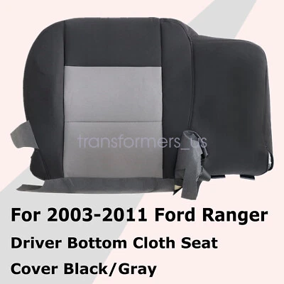 Driver Bottom Cloth Seat Cover For 2003 2004 2005-2011 Ford Ranger Black/Gray - Image 1 of 4