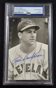 LOU BOUDREAU Signed Real Photo Postcard-HALL OF FAME-CLEVELAND INDIANS-PSA - Picture 1 of 4