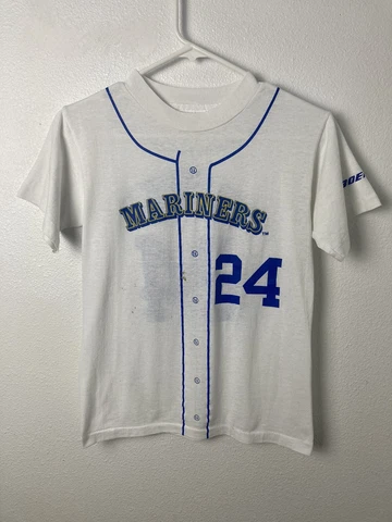Vintage Seattle Mariners Ken Griffey Jr Youth S White 80s 90s Jersey Shirt Cover