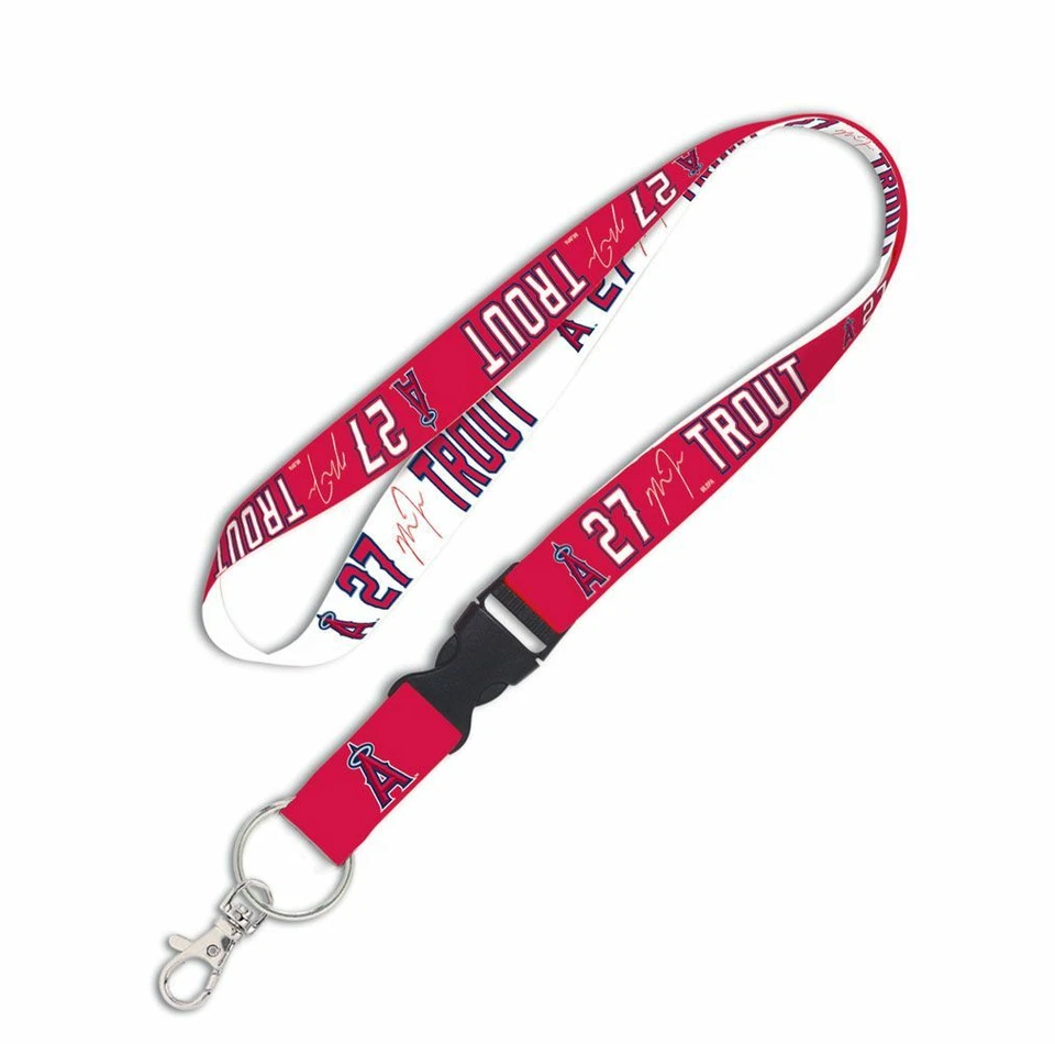 MIKE TROUT #27 LOS ANGELES ANGELS LANYARD DETACHABLE BUCKLE NEW WINCRAFT 🔥 - Image 1 of 1