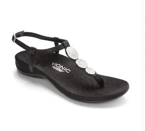 Vionic Lizbeth Thong sandals Summer comfort shoes Black Sz 11 boho chic Coastal - Picture 1 of 8