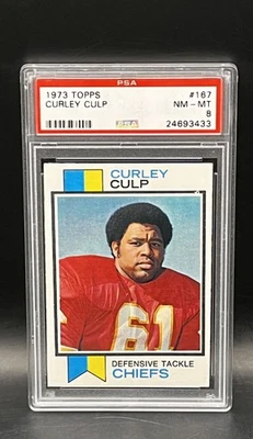 Curley Culp 1973 Topps #167 RC PSA 8 HOF Rookie Chiefs NFL Football Card! - Image 1 of 2