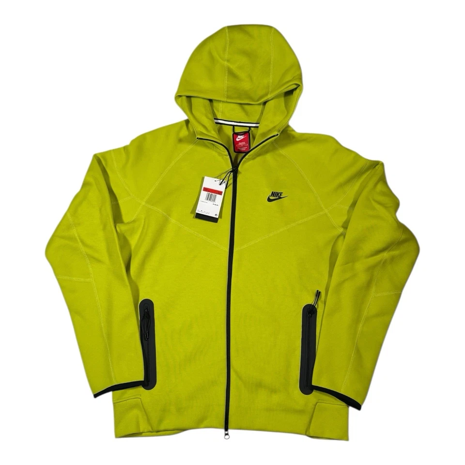 Nike Tech Fleece Windrunner Full Zip Hoodie Yellow Green FB7921-357 Men's Medium