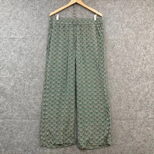 Monoprix Womens Pants Size XL Green Floral Elastic Waist Pockets Viscose 7309 - Picture 1 of 11