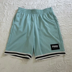 PUMA Shorts BOYS M 28x9 Essentials Blue Jersey Drawstring POCKETS LOGO Classic - Picture 1 of 11