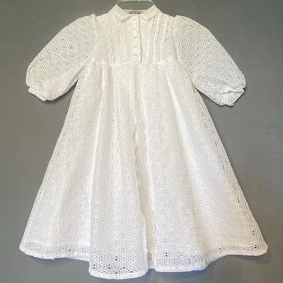 VTG White Lace Little Girls Dress SZ 4 USA Ruth Of Carolina Made In USA - Image 1 of 4