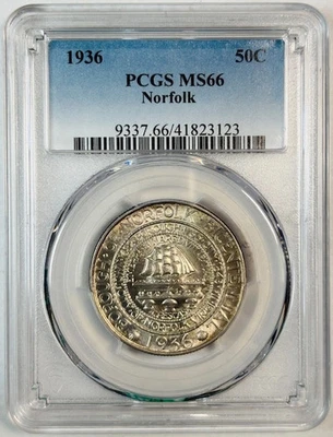 1936 P Classic Commemorative Norfolk, Virginia, Bicentennial PCGS MS-66 - Image 1 of 2
