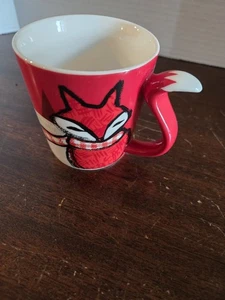2016 Starbucks Red Fox With Tail Handle Winter 12oz Coffee Mug Cup Red & White - Picture 1 of 6