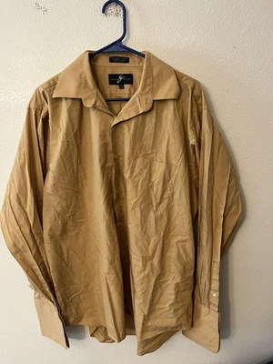 Camisa masculina Giorgio Brutini tamanho G manga longa com botões mistura de algodão marrom - Imagem 1 de 4