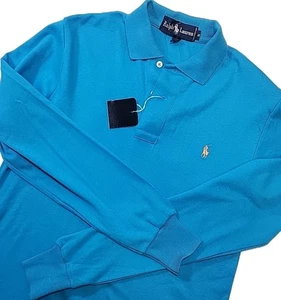 NWT Ralph Lauren Men’s Long Sleeve Button Polo Shirt Teal Orange Pony Small - Picture 1 of 11