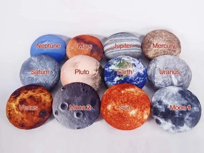 Juego de 12 Fundas de Almohada Planeta Decoración Espacial Sistema Solar - 2 Lunas Foto 1 de 4